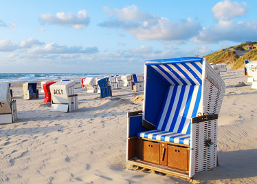 This is a picture of a beach on the North Sea (der Nordsee), which is the northern coast of Germany. Oceans are examples of natural features.